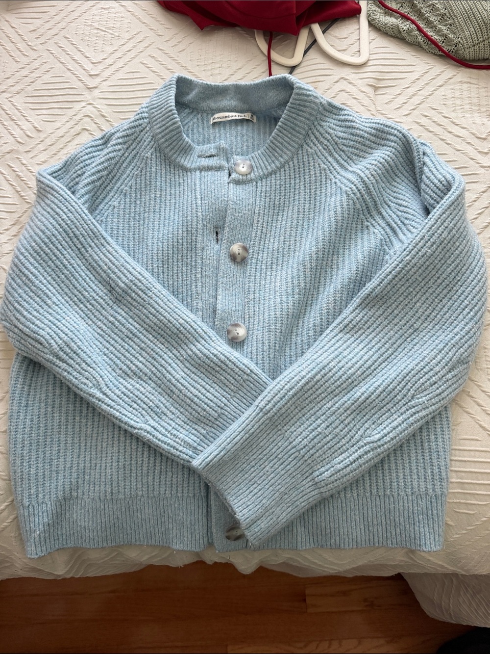 Abercrombie & Fitch Light Blue Ribbed Button Cardigan